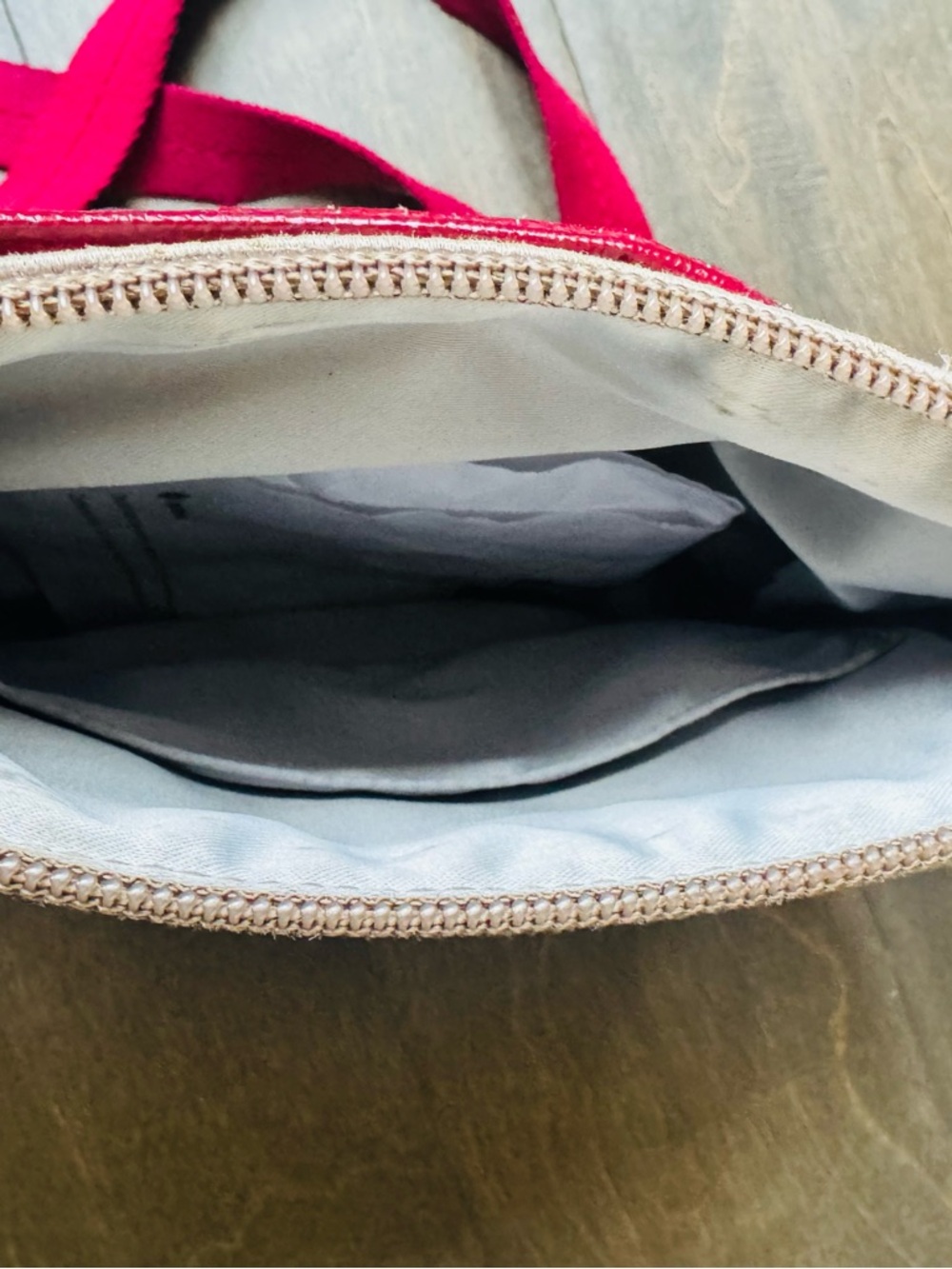 Coach Beige Signature Canvas Crossbody with Red Trim and Strap - Picture 12 of 14